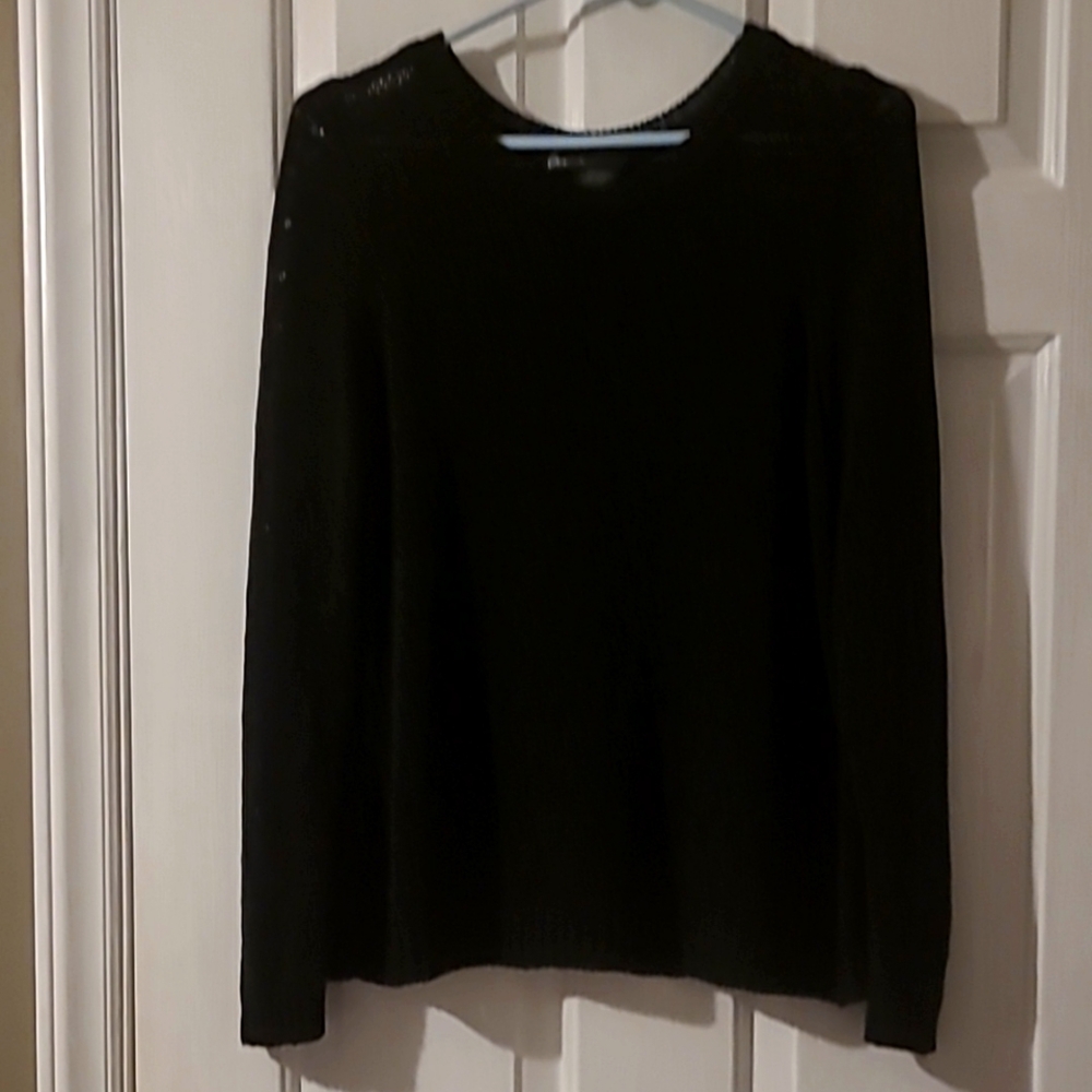 Lane Bryant Chic Black Long Sleeve Mesh Top